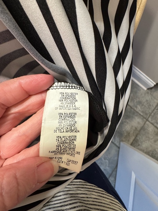 Striped Black & White Wrap Jumpsuit with Self-Tie - Picture 5 of 6